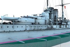 CK125-Partial Ship-Port Side-Turret I and II and Torpedo Nets Out